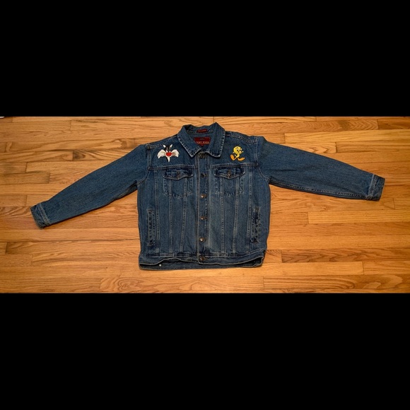 VTG Tweety Bird Sylvester Chipmunk Denim Jacket - Picture 1 of 7